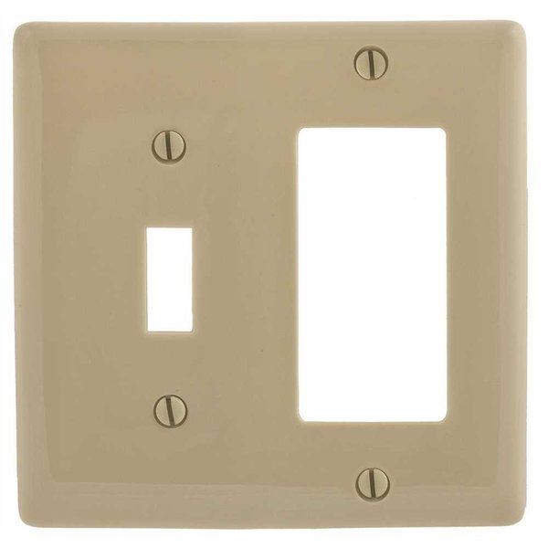 Hubbell Wiring 2-Gang Ivory Toggle and Decorator Wall Plate P126I